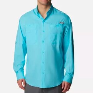 Columbia Men's PFG Tamiami II Long Sleeve Opal Blue Button-Up Shirt